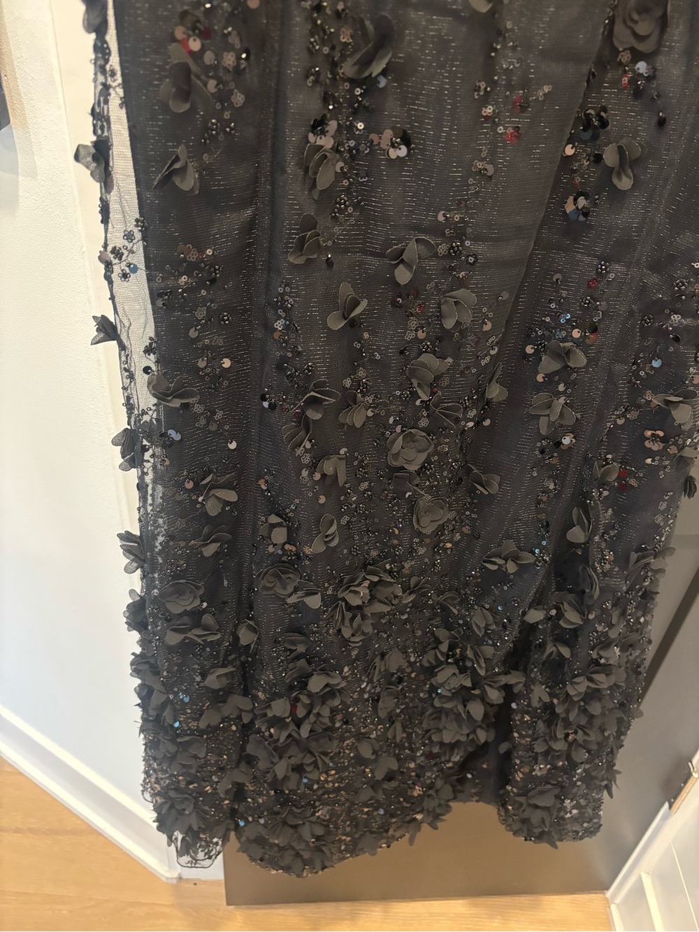 Oh Polly Vasanta Embellished Appliqué Soft-Scoop Corset Gown 10 Black NWT Maxi - Picture 7 of 14
